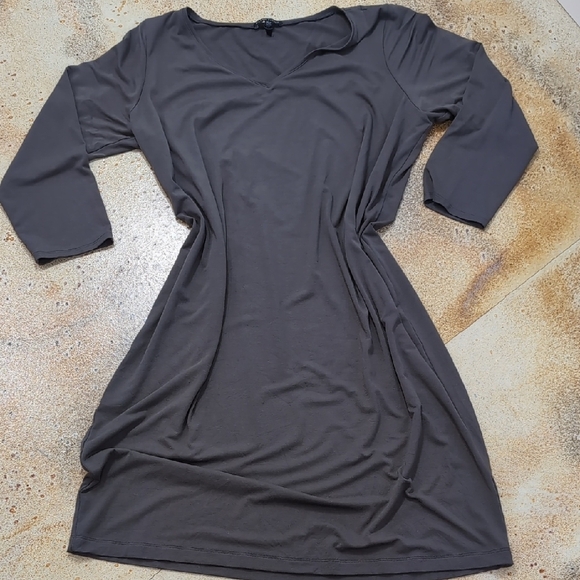 Eileen Fisher | Gray Stretchy Mini Dress with V Neck and 3/4 Sleeves Size XL 1X - Picture 1 of 8